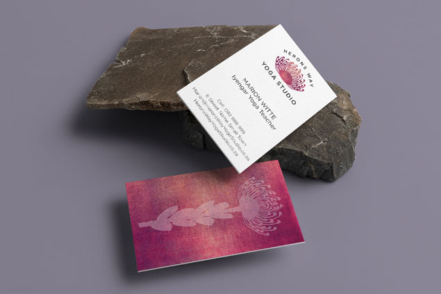 Herons Way Yoga Studio business card mockup